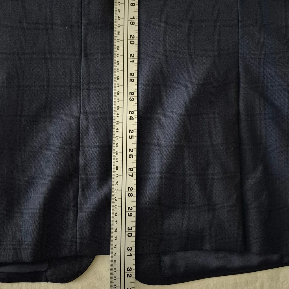 Saks Fifth Avenue Ermenegildo Zegna Suit 46R Navy Plaid Wool 2pc 36x29 Italy